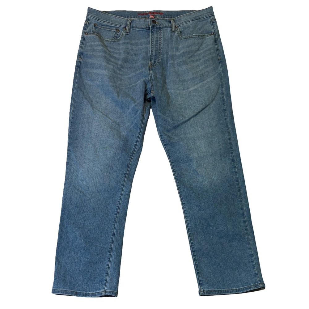 Lucky Brand mens 38x32 athletic straight 410 stretch denim blue jeans EUC